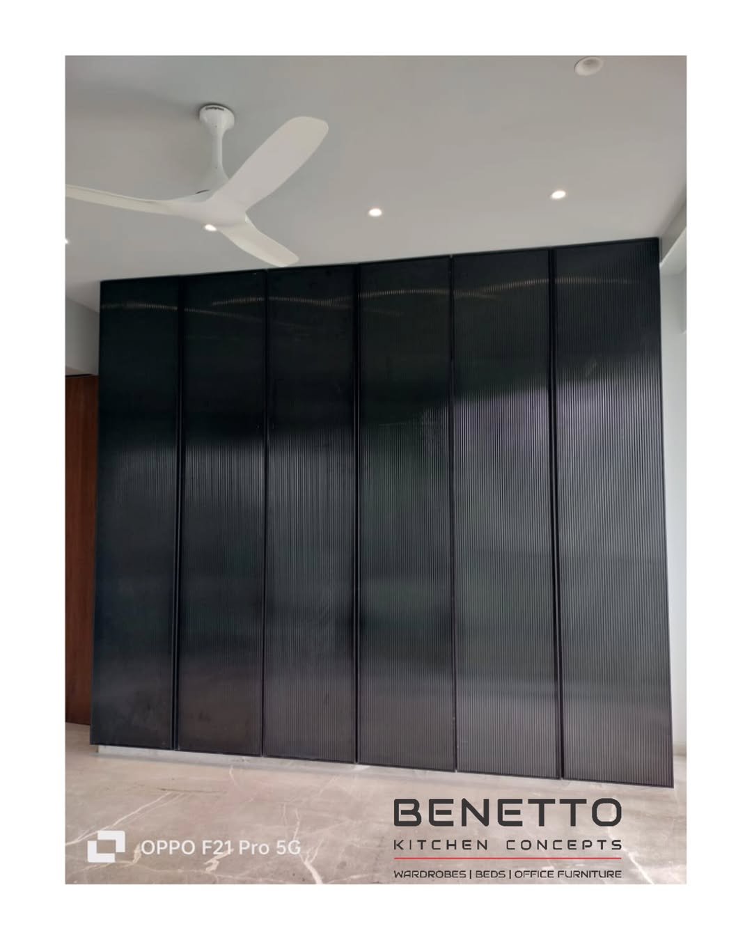 Benetto fluted black wardrobe profile installation